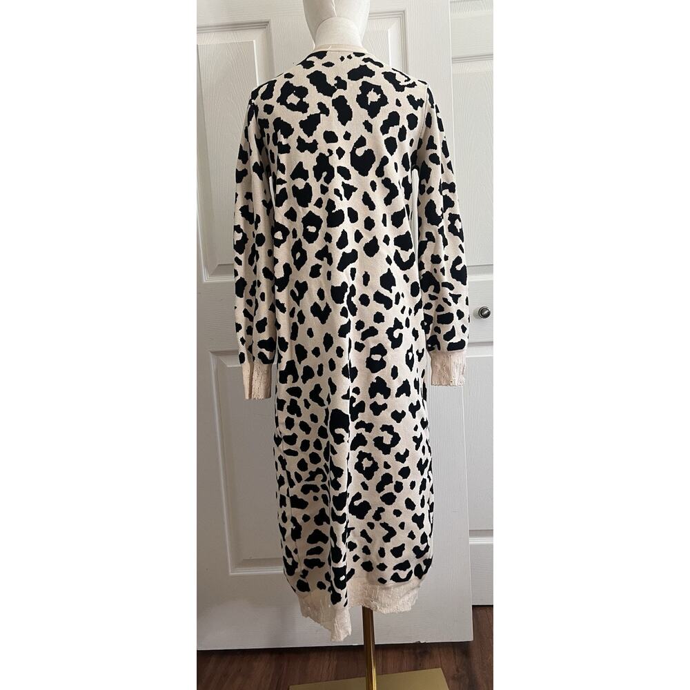 HERA COLLECTION Leopard Print Distressed Hem Button Maxi Cardigan - Picture 6 of 12